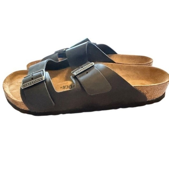 Birkenstock Arizona BS Black Leather Cork Footbed Sandals Sz 41 EU 10 US New - Picture 4 of 7